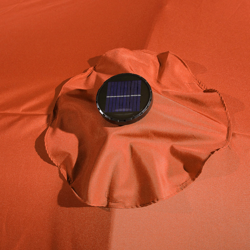 Parasol de marché extérieur à double face avec base 36 lumières à DEL avec couvercle Kirkbride 181 po x 106 po, Orange