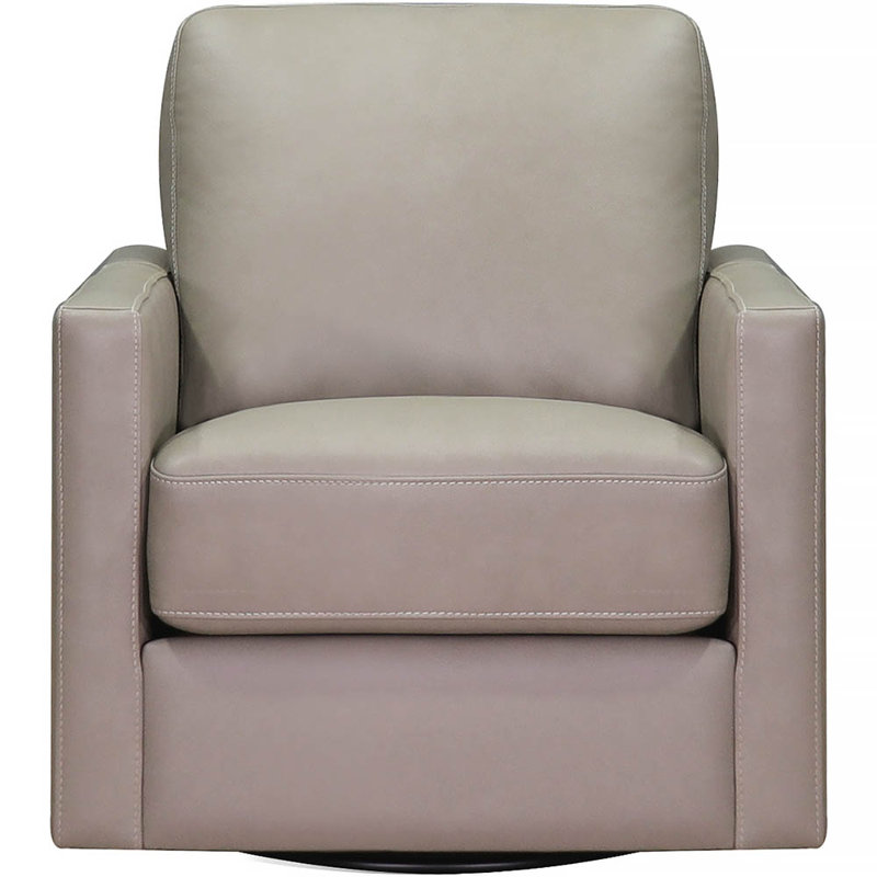 Vara Top Grain Leather Swivel Chair, Dillon Stone Gray Genuine Leather