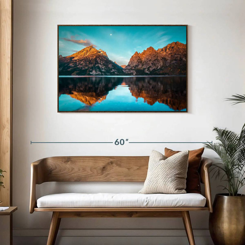 Jenny Lake Grand Teton, Cadre flottant en noyer, 43 po x 29 po