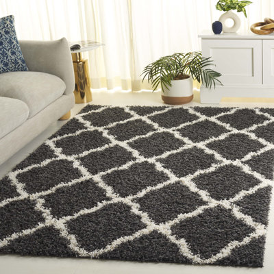 Ines Geometric Dark Gray/Ivory Area Rug