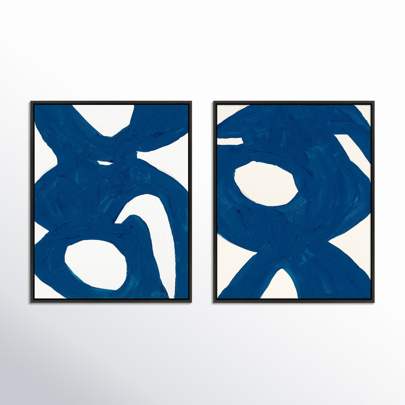 Blue Harmony Set Of 2 Print by Andrea Stokes, Black, 50" H x 80" W