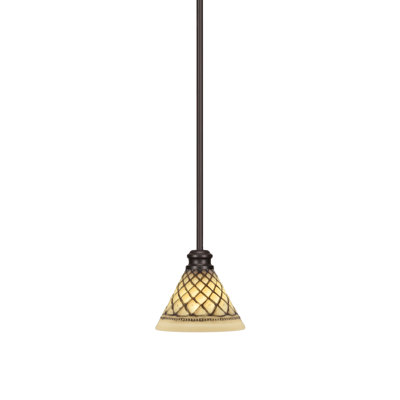 Edge Stem Hung Mini Pendant Shown In Espresso Finish With 7" Chocolate Icing Glass