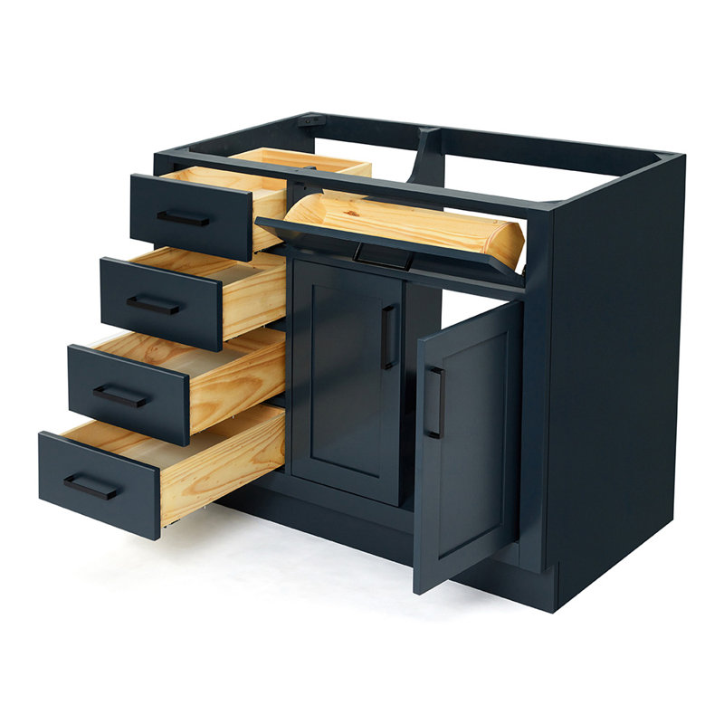 Base de meuble-lavabo simple en bois massif 42 po Osoria, Bleu minuit
