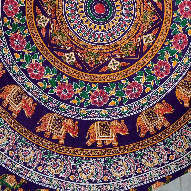 Murad Cotton Elephant Tablecloth, Burgundy