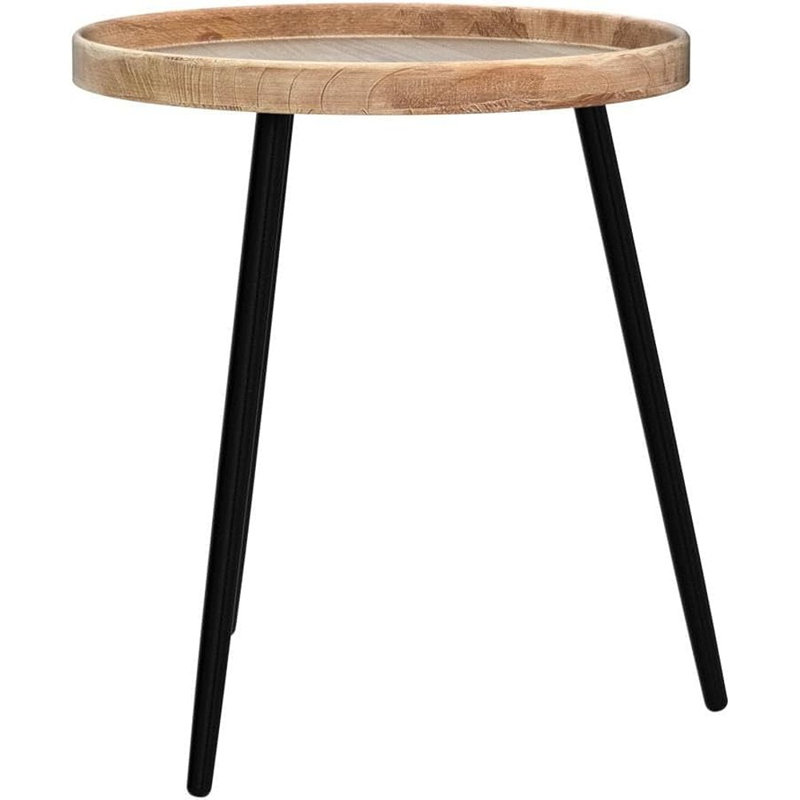 Tables de bout rondes en bois 2 pièces avec base en métal, moyenne