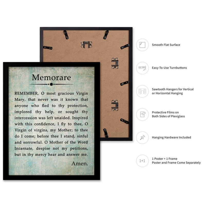 Memorare Prayer, Black Framed, Poster, 16"H x 20"W