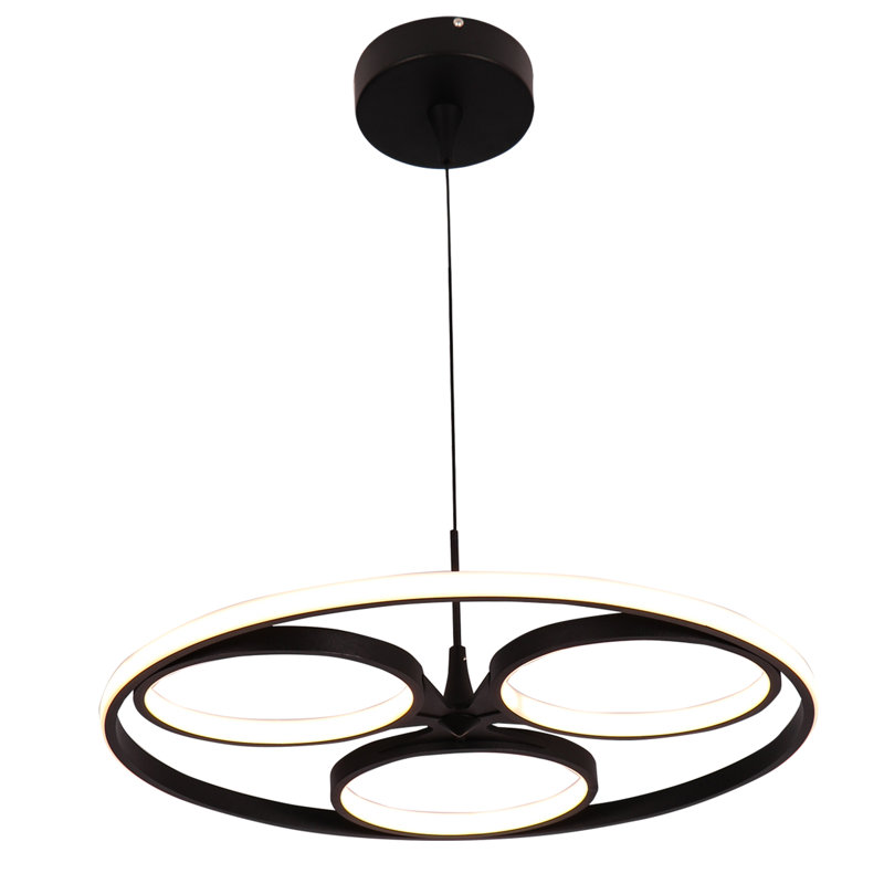 4 - Light Matte Black LED Novelty Pendant, 15.50" H x 50" W