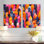 «Pink Blue Boho Dots and Stripes I», ensemble de 2 reproductions d'art murales modernes en métal
