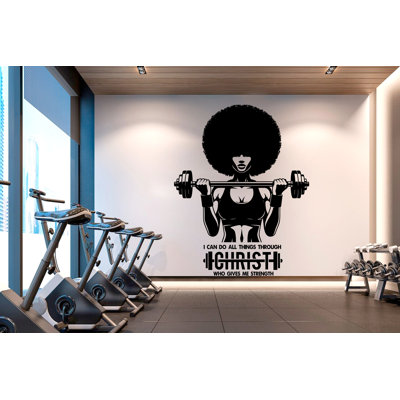«With Gods All Things Are possible», adhésif décoratif pour salle de sport Afro American