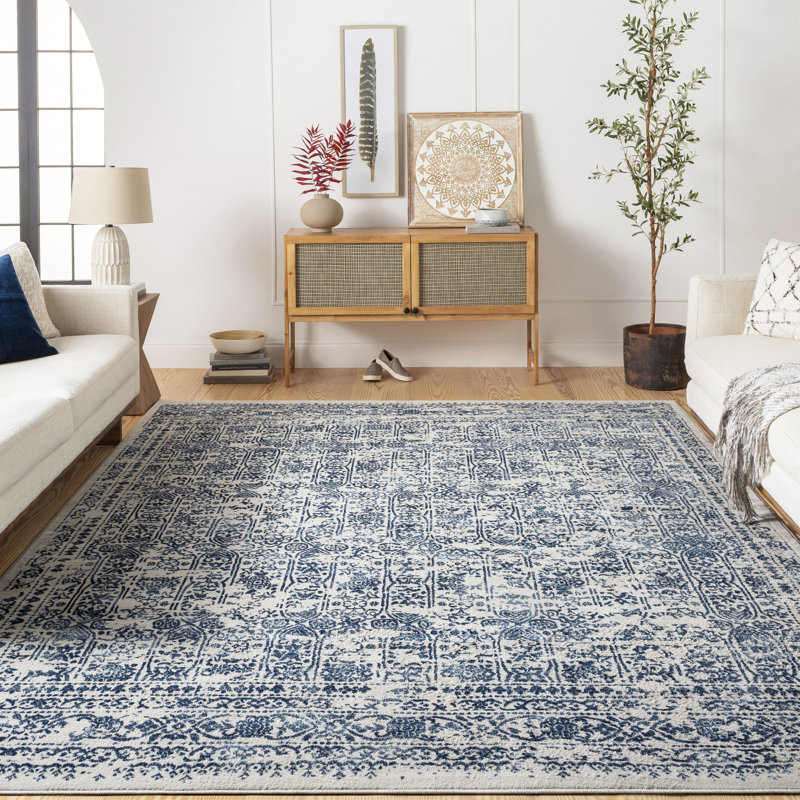 Amelie Blue/White Area Rug, Rectangle 200 x 274cm