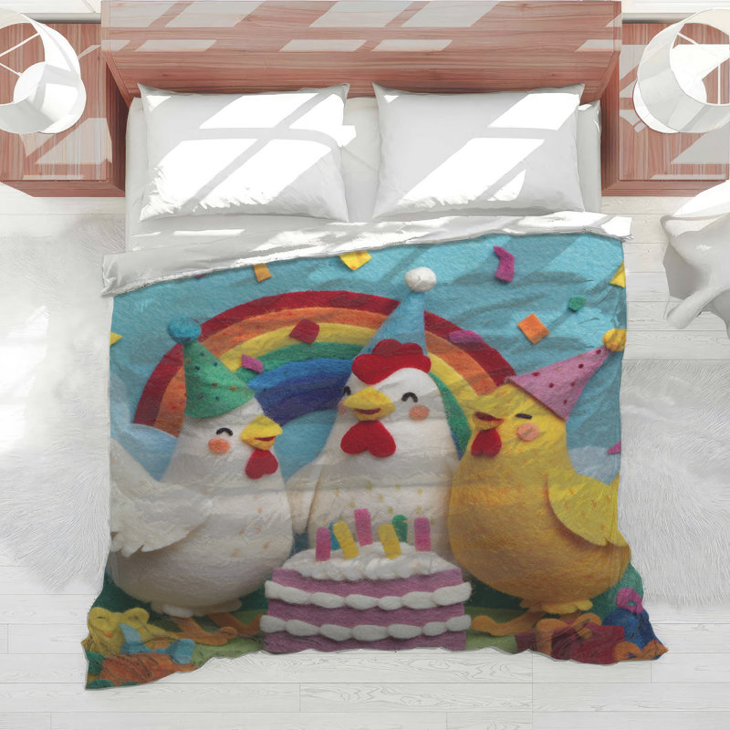 Édredon pour gâteau d'anniversaire Felt Chickens, Lit simple