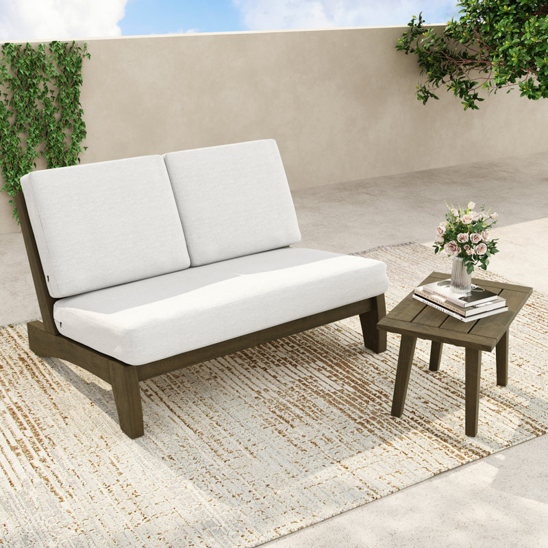 Gerrita 2 Piece Seating Group with Cushions, White, Brown