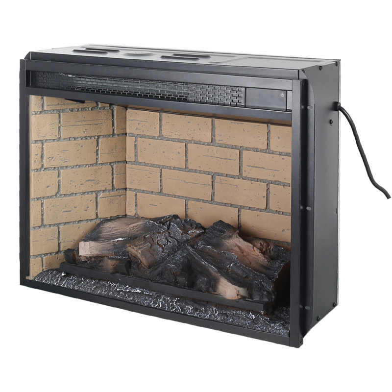Foyer encastré à quartz infrarouge - version bûche de bois de 23 pouces avec fonction brique. 1500 W de chaleur. 5000 / H. Flamme réaliste. 4 réglages de luminosité. / Ul. Double garantie. Économie d'énergie. 400