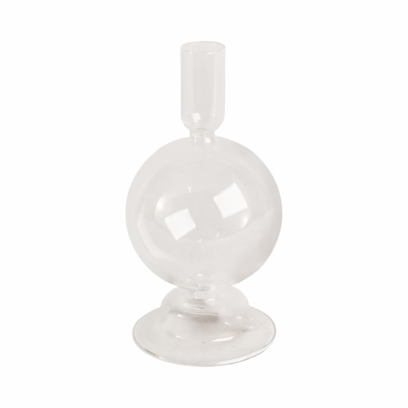 Joss & Main 7" Glass Bubble Taper Candle Holder, Clear