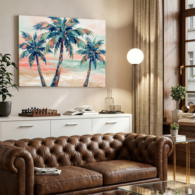 «Coastal Palm Tree», peinture à l'huile sur toile tendue
