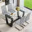 63'' Dining Table Set For 4–6 People, Modern Tempered Glass Kitchen Table With Faux Leather Chairs-137798823-147669636