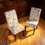 Ensemble de 2 chaises de salle à manger, tissu beige, coussins moelleux, bois d'hévéa noir