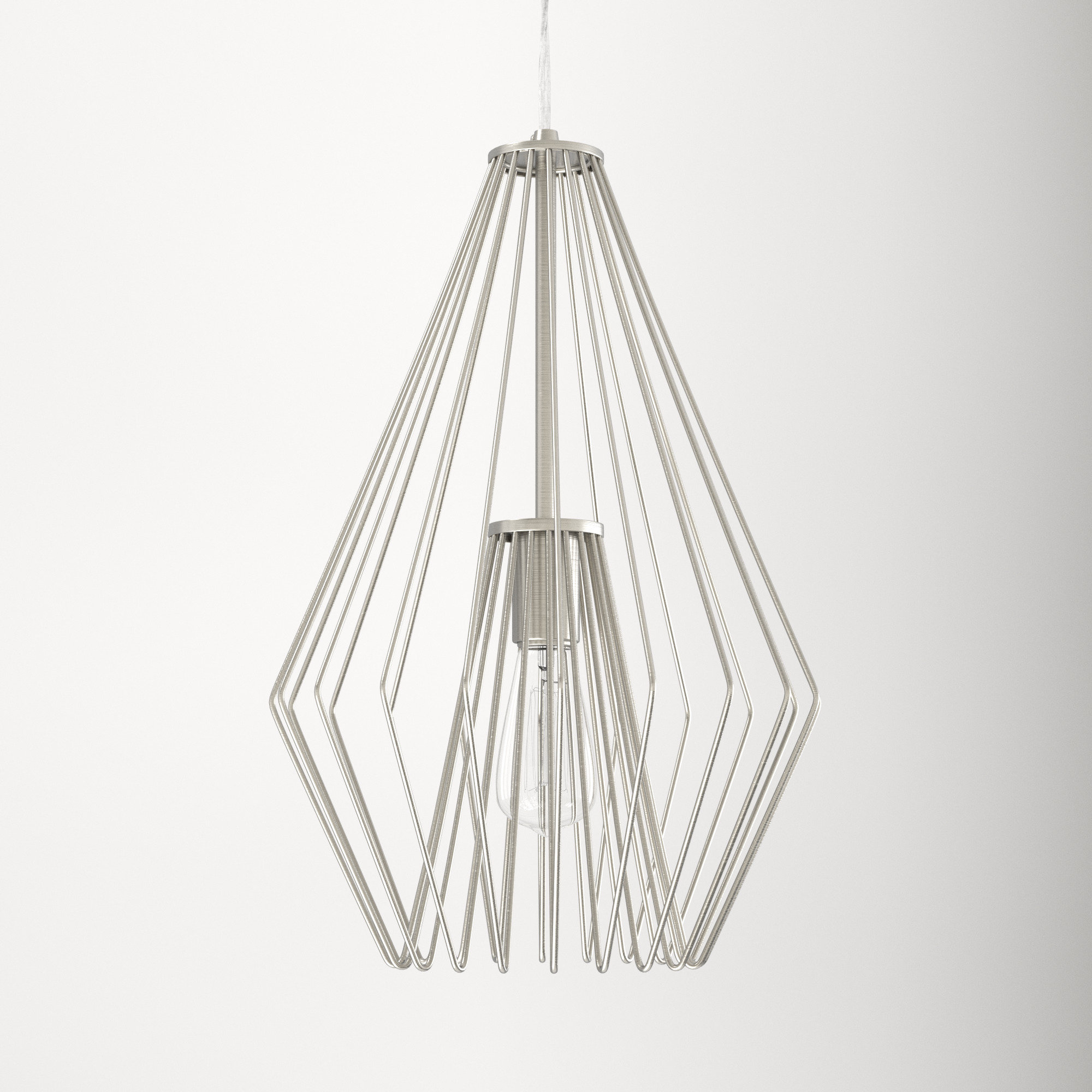 Frankie Single Light Metal Dimmable Pendant, Brushed Nickel, 18.5" H x 12.25" W x 12.25" D