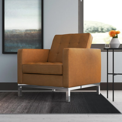 Fauteuil capitonné en cuir végétalien Loft