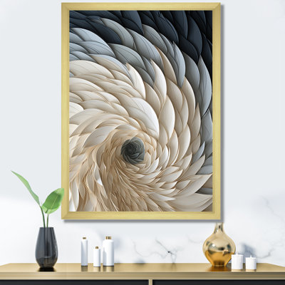 White and blue feather spiral I - Abstract Geometric Wall Art