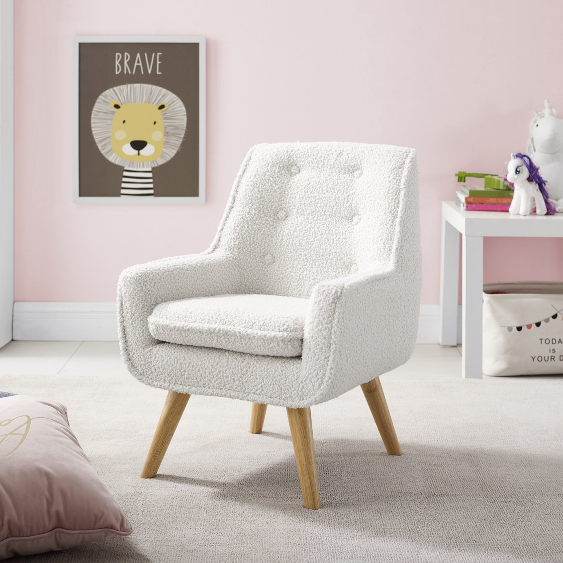 Kids Sherpa Chair, White