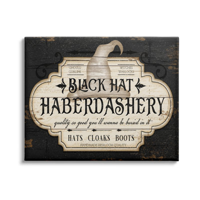«Black Hat Mercerie», signe d'Halloween «Spooky Heirloom Quality» par Jennifer Pugh - impression