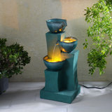 Jeany 28.54" Outdoor Water Fountain with LED Lights