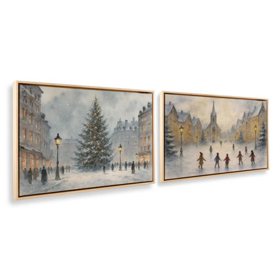 «Silent Night Square», ensemble de 2 impressions sur toile