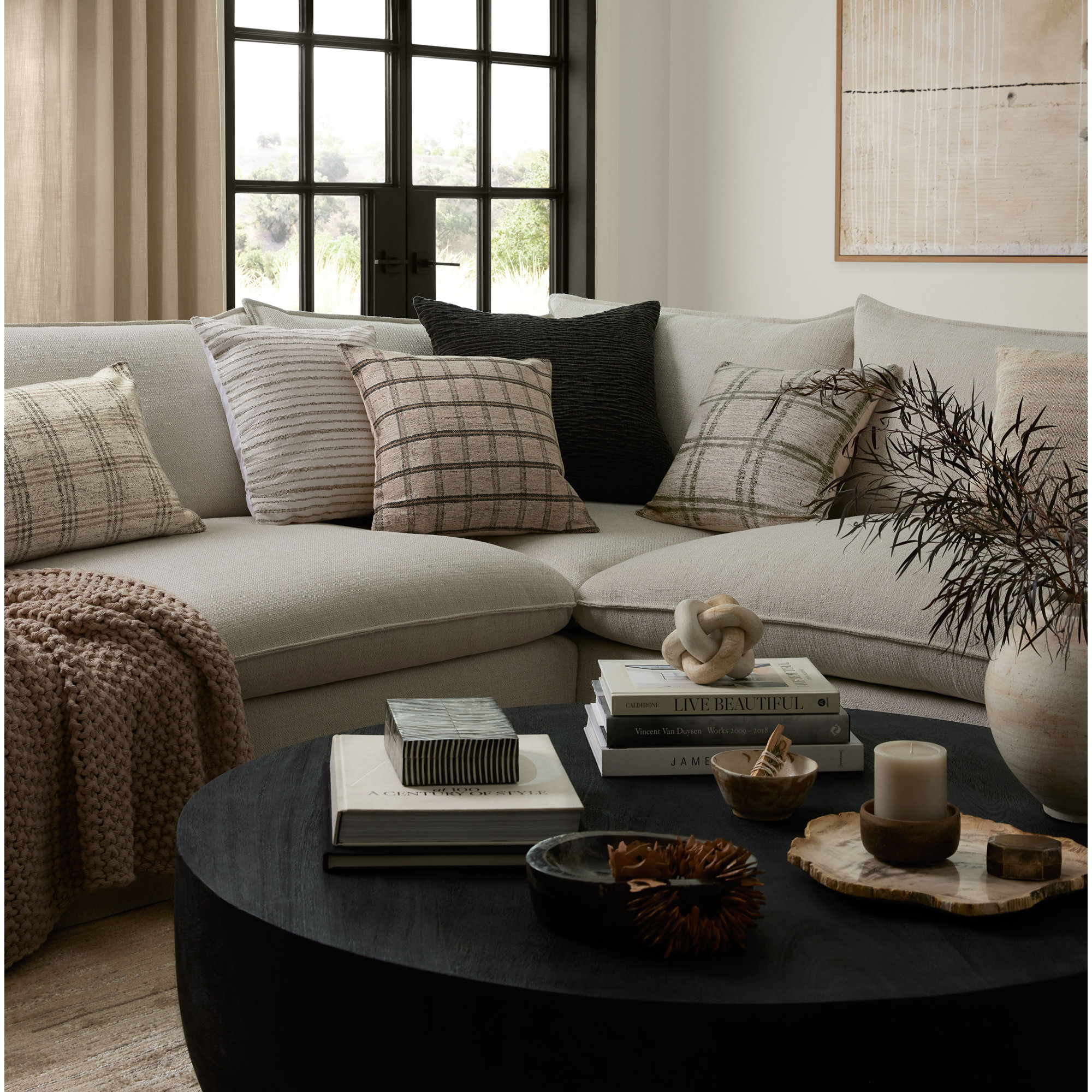 Edan Throw Pillow, Charcoal, 22"H x 22"W, Pillow Cover Only - No Insert