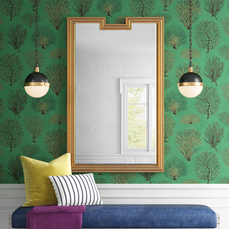 Deschamp Solid Wood Mirror, Bright Gold