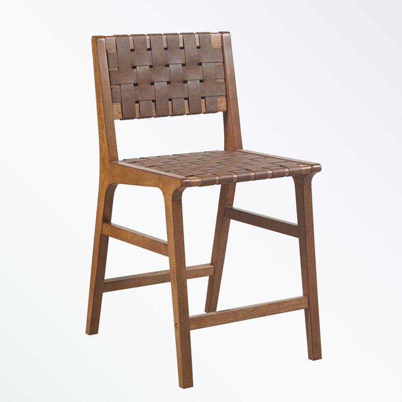 Dining Chairs with Faux Leather Woven back