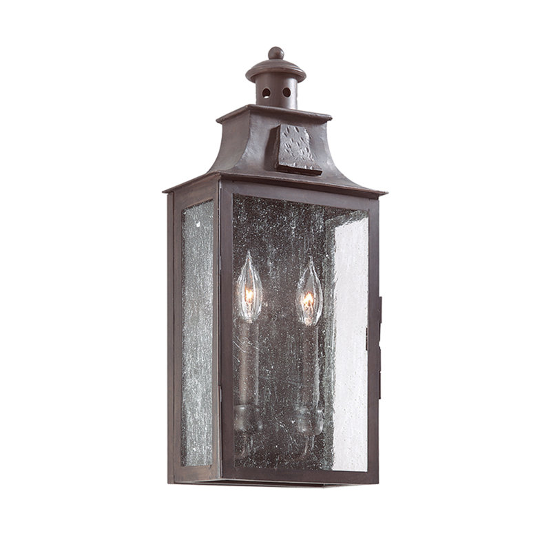 Newton 3 - Light Outdoor Wall Lantern, 19.5" H x 8.75" W, No (w/ Clear Seeded Shade)