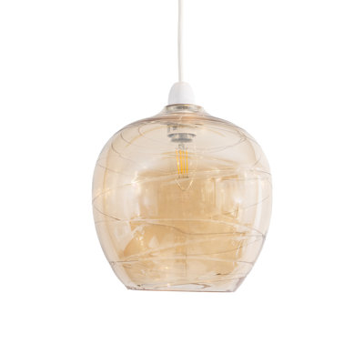 23 cm H Round Glass Pendant Shade ( Clip On ) in Gold