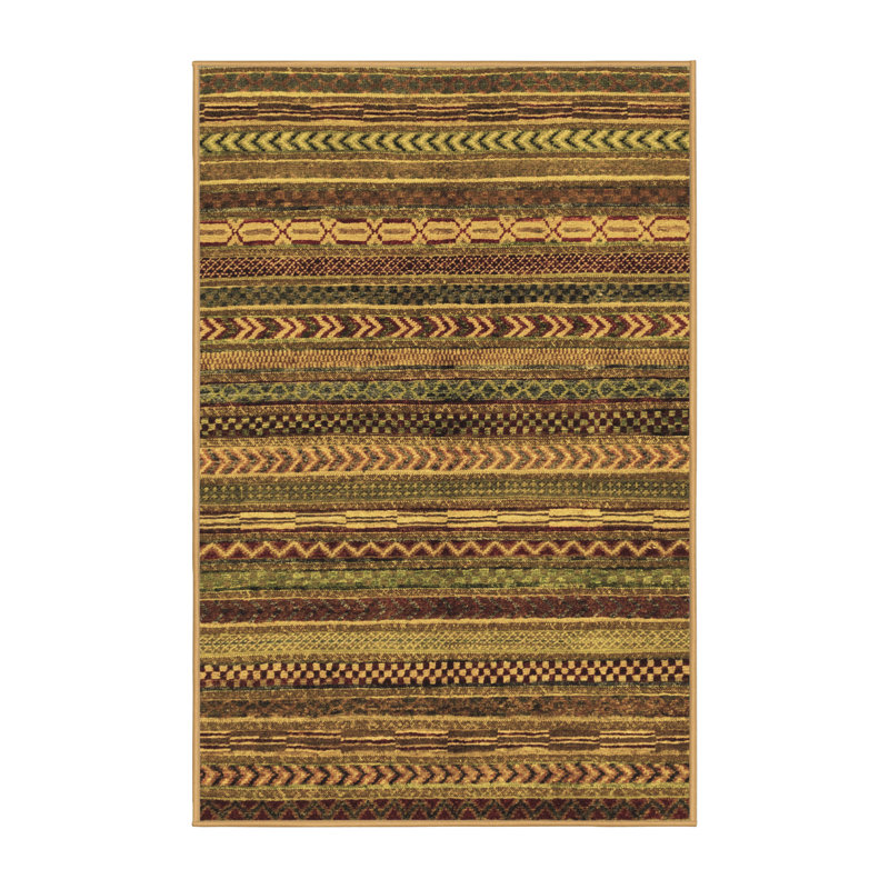 Tapis brun lavable à la machine Abstract 2263, Tapis de couloir 2 pi x 5 pi