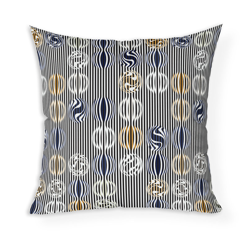 Coussin décoratif géométrique Gridscape, H 16 po x l 16 po, Bleu/jaune