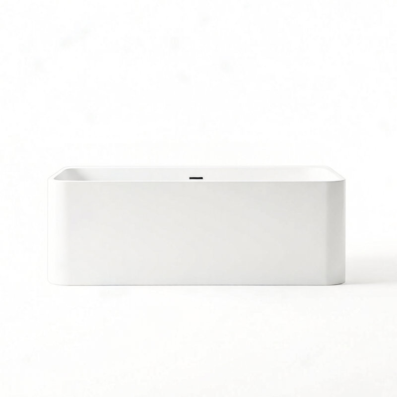 CASAINC 63"x 29.5" Rectangle Freestanding Alcove Solid Surface Soaking Bathtub