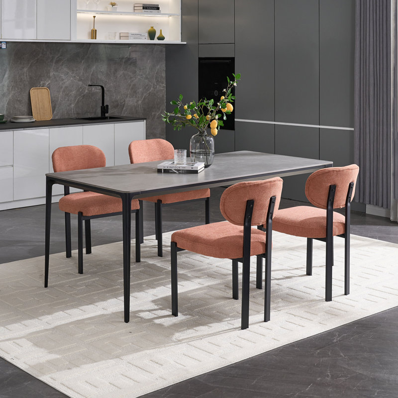 Ensemble de 2 chaises de salle à manger rembourrées Modern Modern, Orange