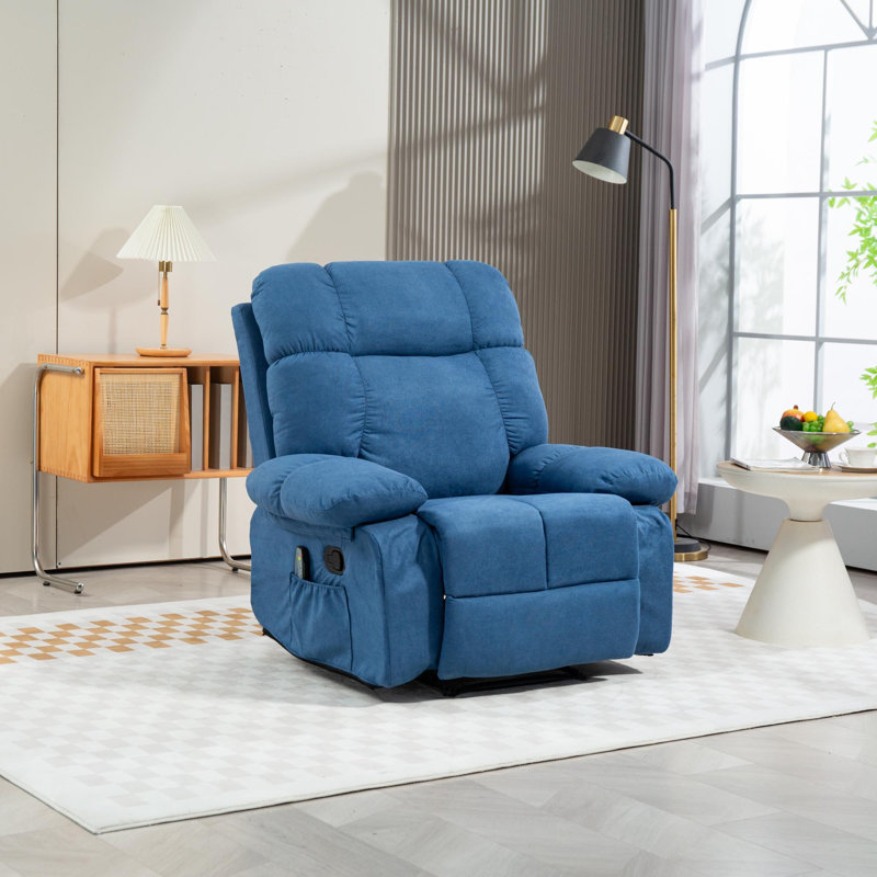 41.34"Plush Glider Recliner Chair with Smooth Rocking Motion - Overstuffed Upholstered Fabric Living Room Recliner with Side Pocket Comfortable & Stylish