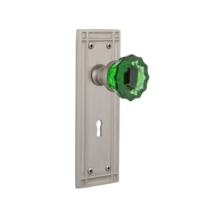Mission Plate with Decorative Keyhole and Crystal Emerald Door Knob