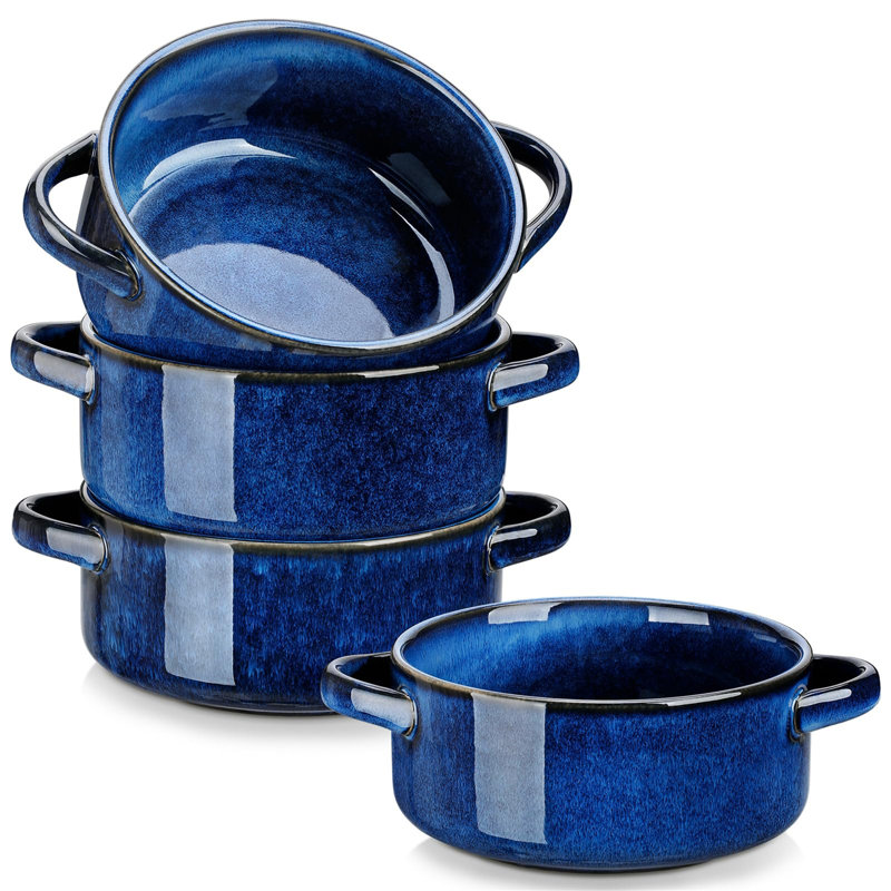 Soup Bowl Set Of 4, 30 Oz Ceramic Soup And Serving Bowls With Handles