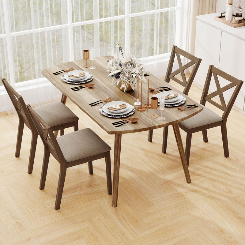 Dining Chair Set of 2 Upholstered Seat & Breathable X-shaped, 2