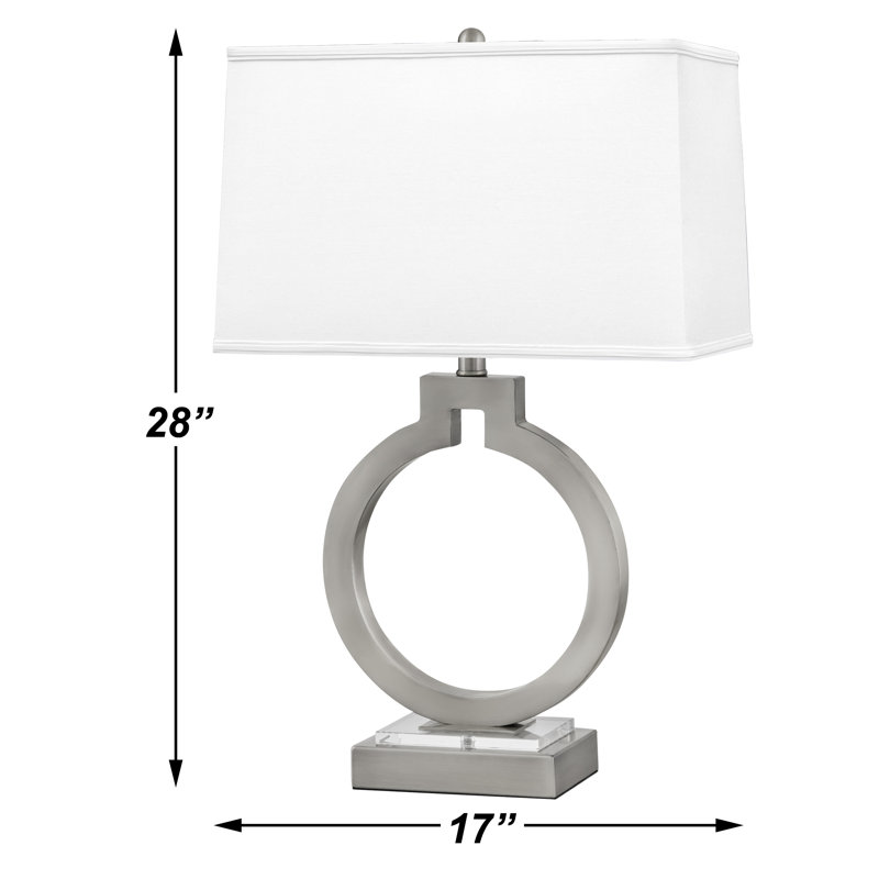 Chaive 28 inch Table Lamp with Touch Switch USB-A and USB-C Ports, Brushed Steel