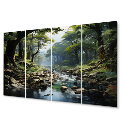 Gundula Gentle River Through Country Charm Forest On Metal 4 Pieces Print