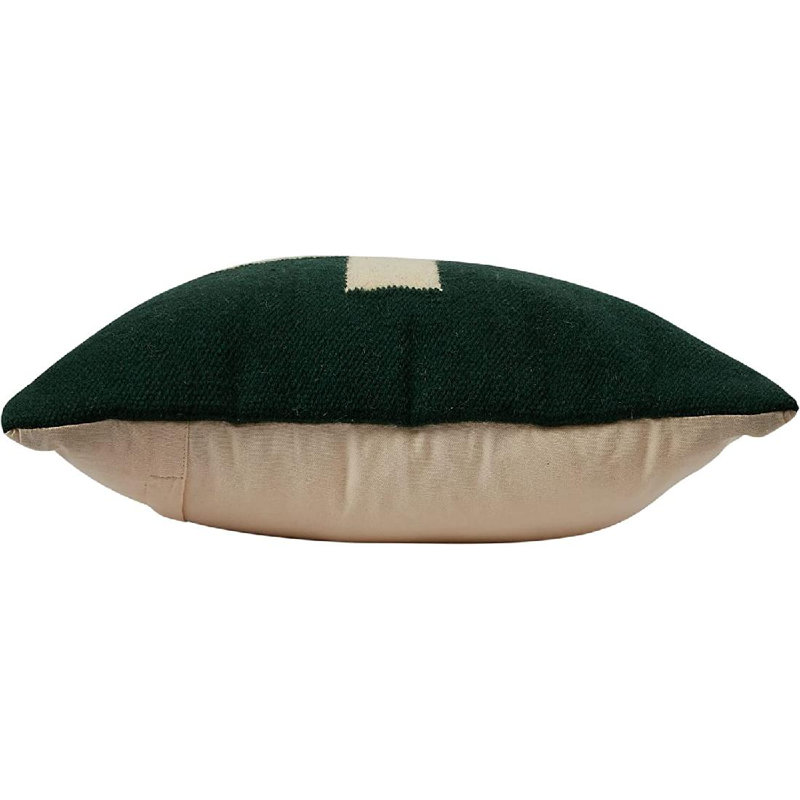Green and Cream Cotton Wool Square Throw Pillow