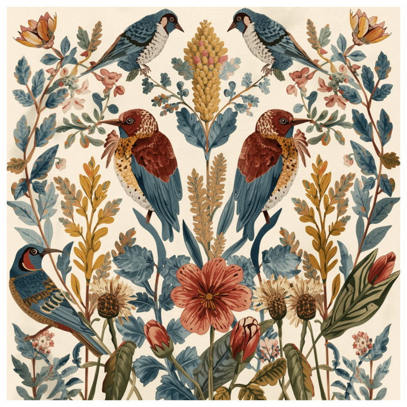 Rideaux de douche oiseaux et fleurs sauvages, L 70 po x H 93 po