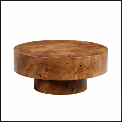 Table basse en placage de bois 31,49 po avec piédestal robuste pour les salons et les appartements modernes