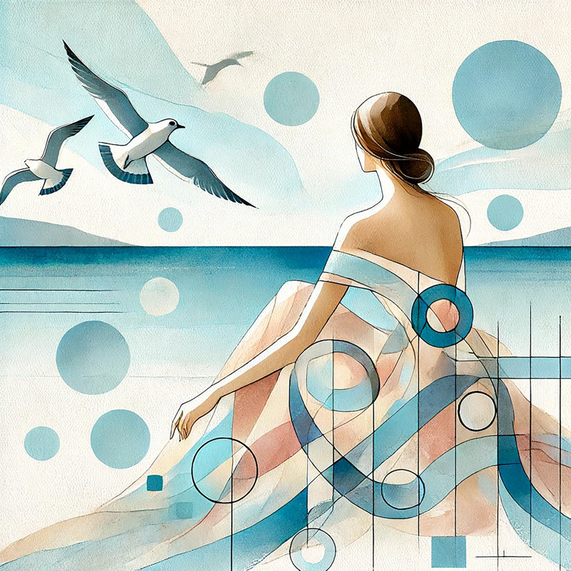 Art mural sur toile Contemplative Coastal Serenity, 20" H x 20" W x 1.5" D