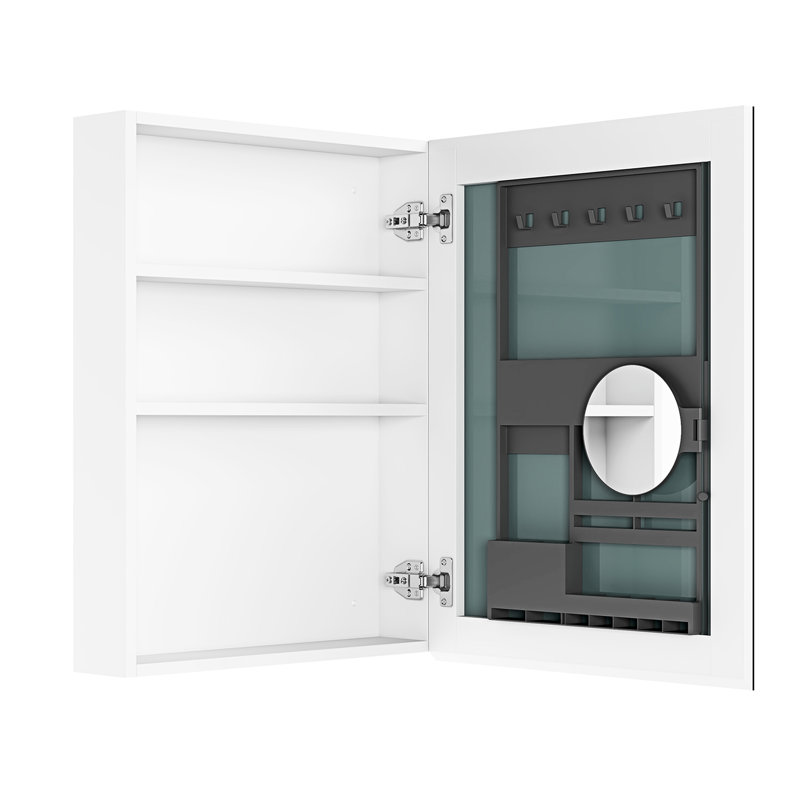Armoire à pharmacie de salle de bain l 20 po x H 26 po - Miroir biseauté, ouverture à droite, rangement généreux, bois d'ingénierie, reflet transparent, charnières à fermeture silencieuse, miroir de 20 po à 26 po, tablette spacieuse