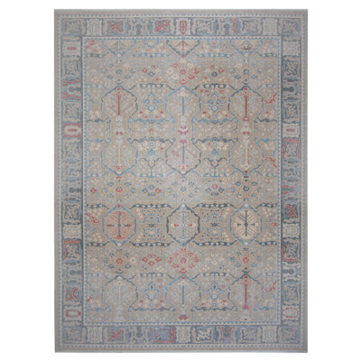 One-of-a-Kind Hand-Knotted 13' x 16' Wool Area Rug in Gray/Blue/Beige