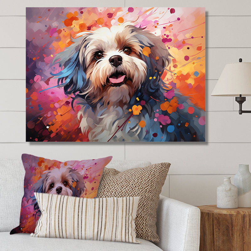 Popart Shih Tzu Serenade - art mural chien, Toile tendue, 24" H x 32" W
